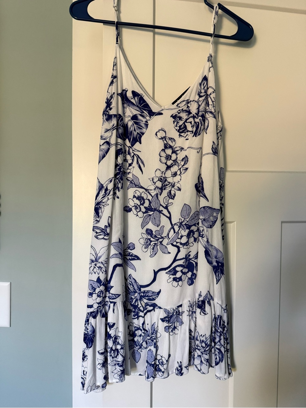 Lulu's White Slip Dress with Navy Floral Print